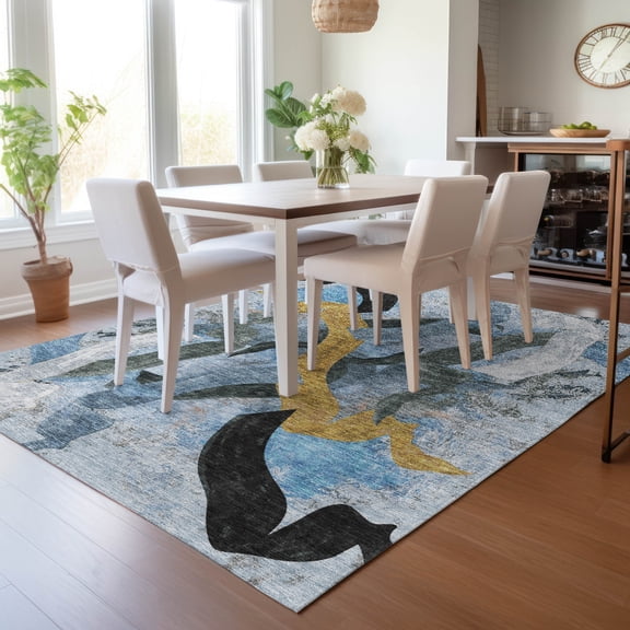 Addison Rugs Chantille Indoor/Outdoor Transitional Abstract Denim Machine Washable Rectangle Rug, 10' x 14'