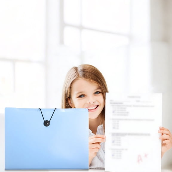 VAJUSO A4 Accordion File Folder 8 Pockets Expanding File Organizer Large Capacity Document Storage Bag with Handle for Office Home(Blue, 12.8x9.65in)