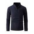 thumbnail image 3 of Blusa y camisa de manga larga con cuello alto para hombre, color liso, con cremallera, deportiva, de manga larga y cuello alto., 3 of 8