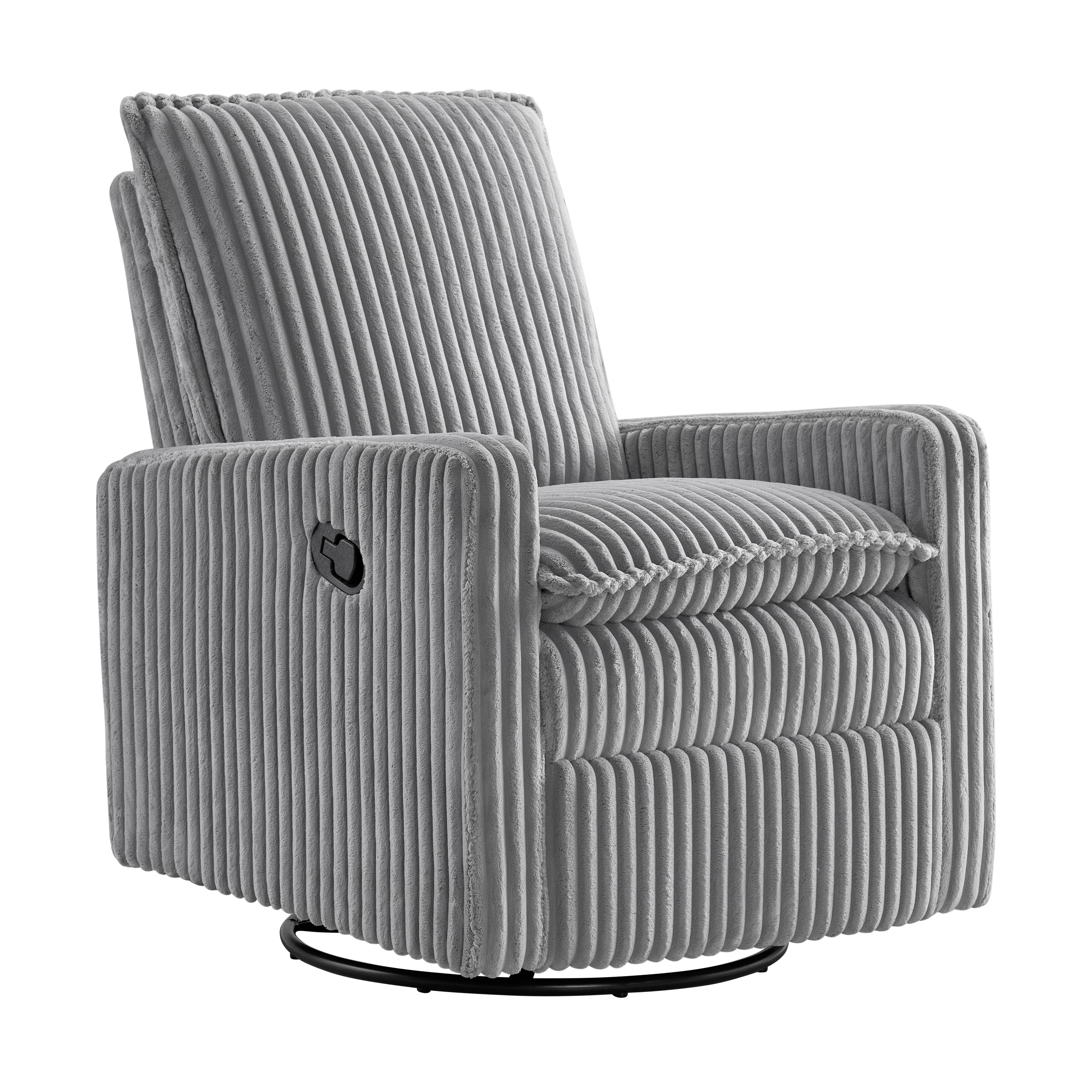 Soho Baby Coventry Upholstered Glider Recliner Rocking Chair 360° Swivel for Nursery and Living Room – Corduroy Ash Gray​
