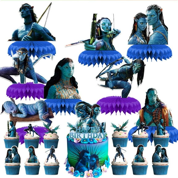 Avatar Movie Table Toppers Honeycomb Centerpieces Cake Toppers Decorations for Birthday Party Decor Supplies Photo Props