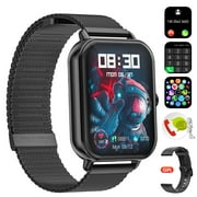 Carkira L21 Smart Watch Men Women Bluetooth Call Sports Fitness IP67 Waterproof for Android Ios Black Steel Belt