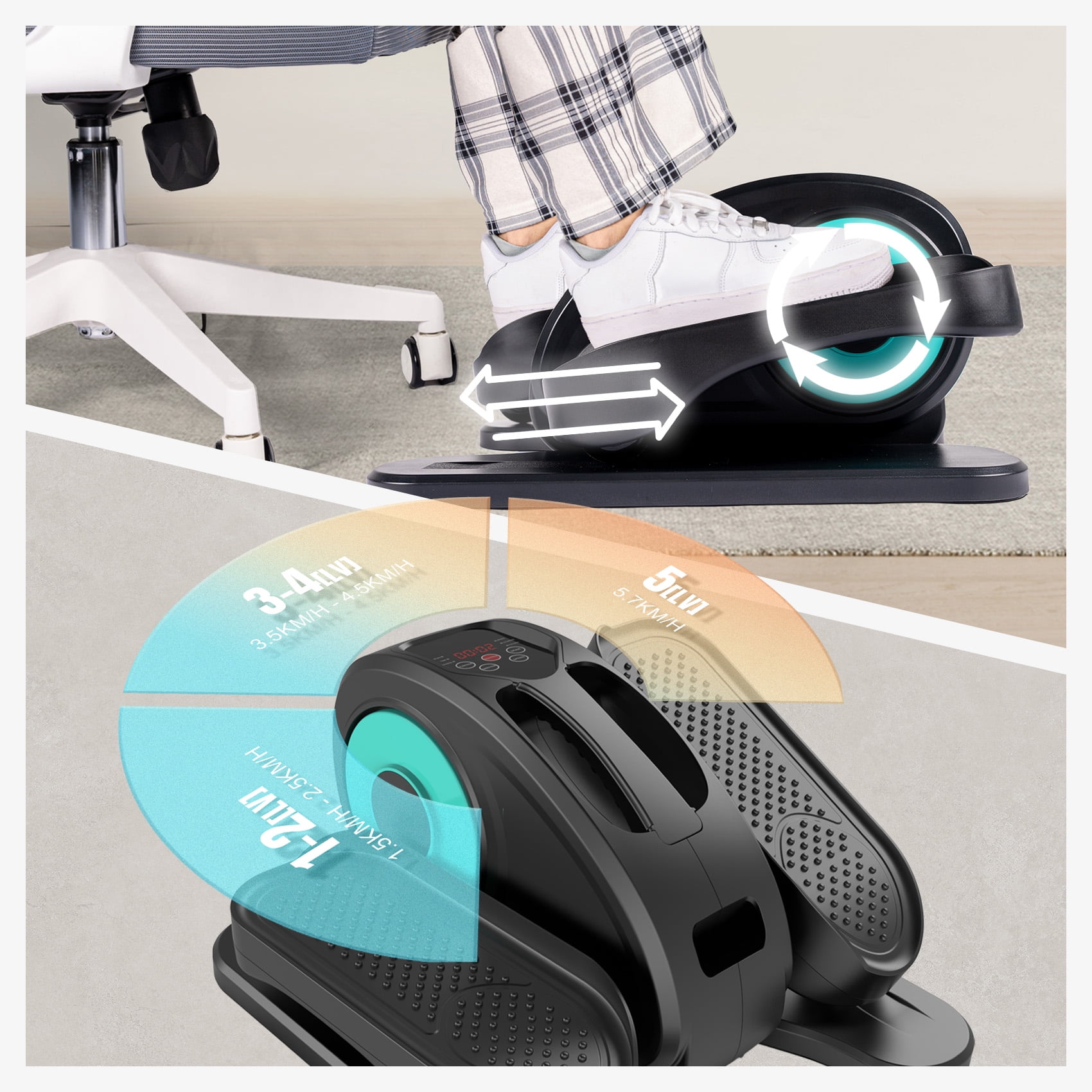 PROHIKER Under Desk Elliptical Machine Electric, Ellipse Leg Exerciser for Seniors Fully Assembled, Portable and Quiet Pedal Exerciser with Remote Control and LCD Display Monitor