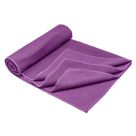 HIWEL Yoga Mat Towel 72 by 24 inches Absorbent Microfiber Non Slip Grip for Hot Yoga, Bikram, Pilates, Exercise (Best Morning Exercise Routine)