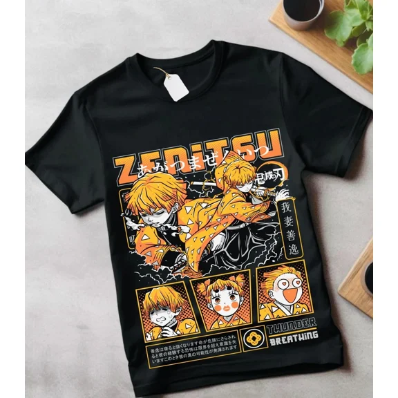 ANIME KNY ZENITSU BLACK T SHIRT UNISEX STYLE