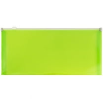 JAM Paper No. 10 Plastic Zip Envelopes, 5x10, Lime Green, 12/Pack