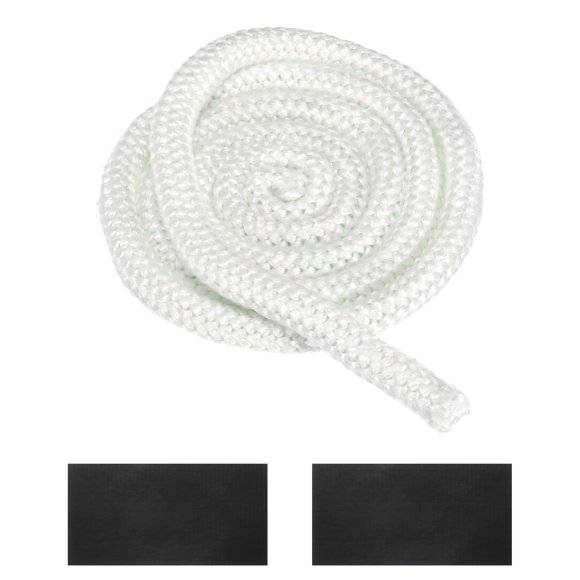 5/8" x 118" Wood Stove Gasket Kit, Fiberglass Round High-Temperature Resistance Seal Rope Replacement with 4pcs Joint Tapes for Stoves Fireplace Door, White