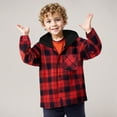 thumbnail image 3 of XinLfly Boys Girls Hooded Plaid Shirts Long Sleeve Button Down with Pocket Shirts Hoodies Tops Tartan Jackets,Red,5T, 3 of 7