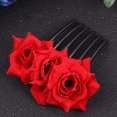 thumbnail image 2 of EeaseCA 1 Pce Peigne Rose Simulant une Fleur Peigne d'Insertion pour Cheveux Couvre-Chef pour Femmes Filles (Rouge), 2 of 7