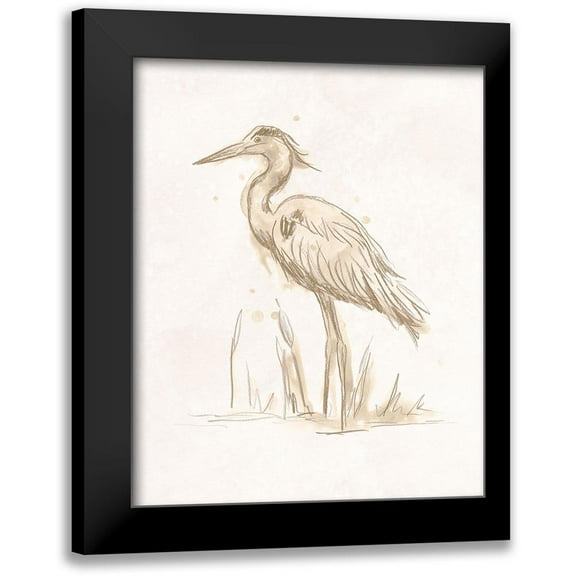 Vess, June Erica 12x14 Black Modern Framed Museum Art Print Titled - Sepia Heron I
