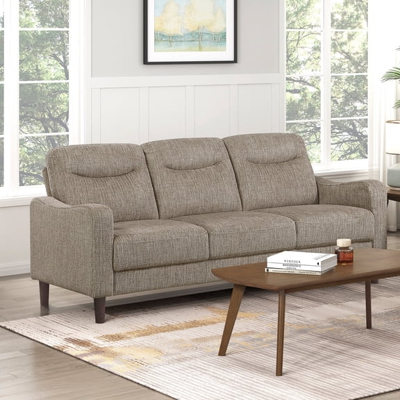 Contemporary Brown Sofa Chenille Fabric Upholstery Foam Comfort Solid Wood Living Room Furniture 1Pc