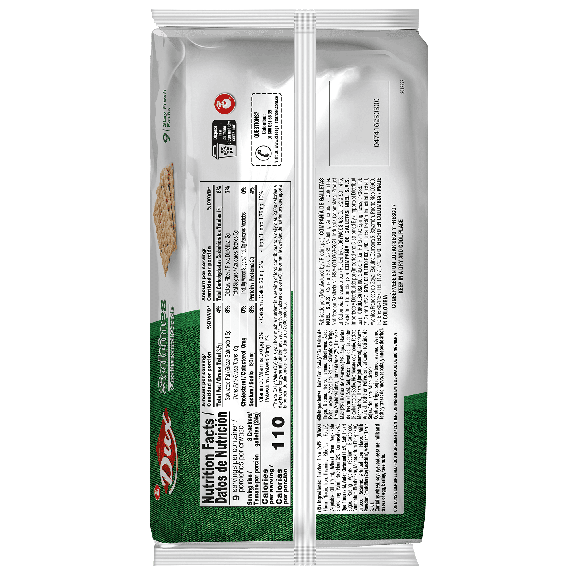 Dux Grain & Seeds Crackers Bag, 7.62 oz, Pack of 4
