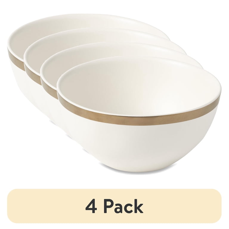 Thyme & Table Everest Ceramic Bowl Set, Off-White with Gold Rim photo 1
