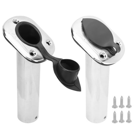 2pcs Boat Fishing Rod Holder 9in Flush Mount 316 Stainless Steel UV PCV Liner with Cap 30° for Yacht