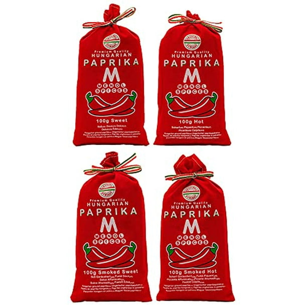 Menol Spices Authentic Hungarian Paprika Powder (4x3.5oz Gift pack of
