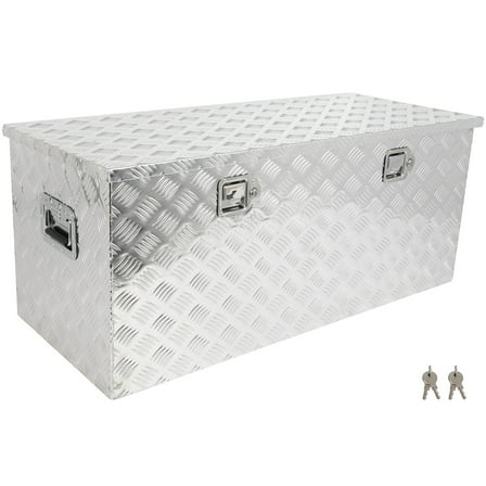 cciyu Key Truck Bed Storage Box For Pick Up Truck Bed RV Trailer Tool Box Rear Tool Box Aluminum 44″ x 18″ x 18″