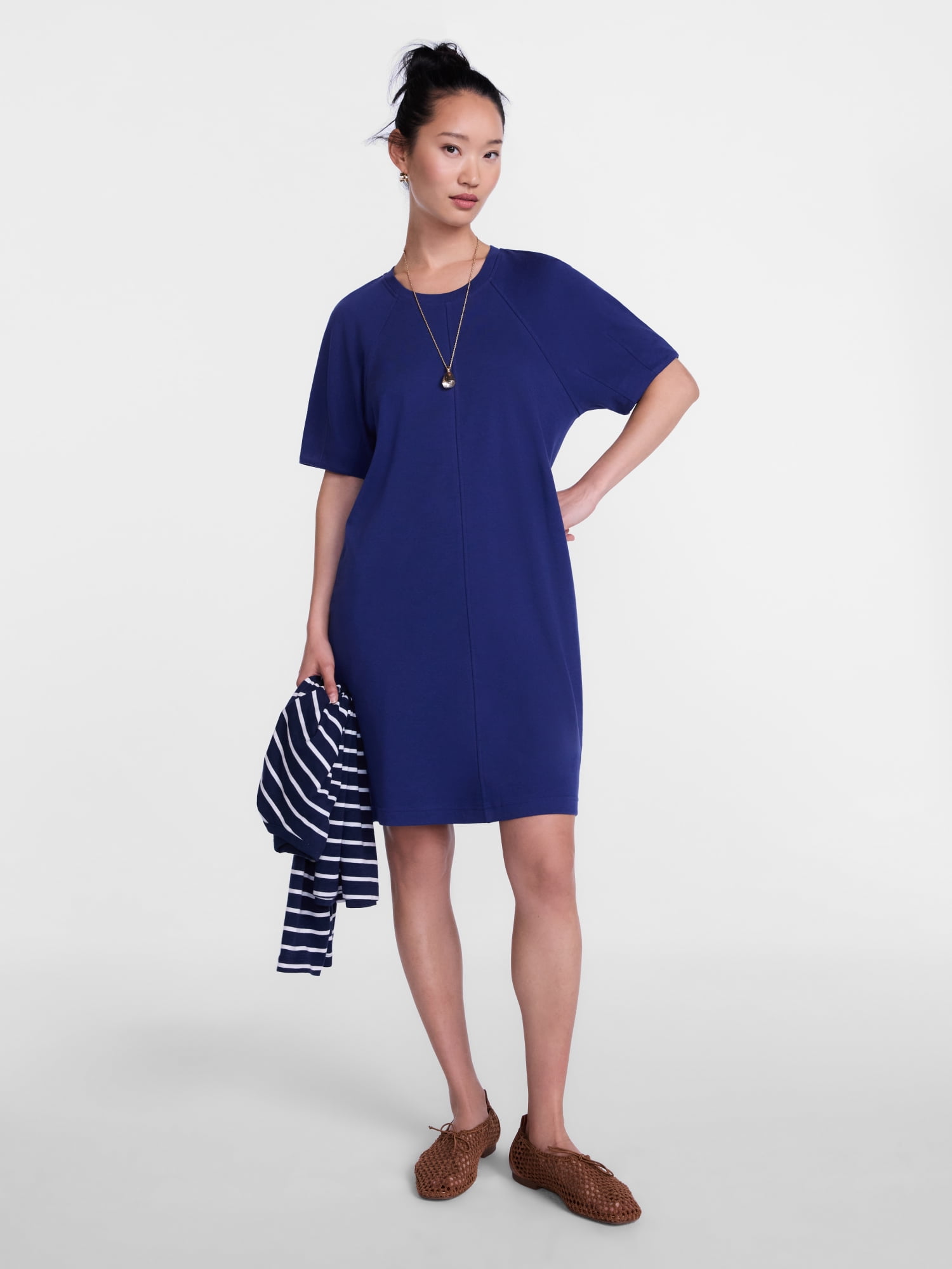 Scenario Women's and Women's Plus Mini Dress with Short Raglan Sleeves, Sizes XS-4X