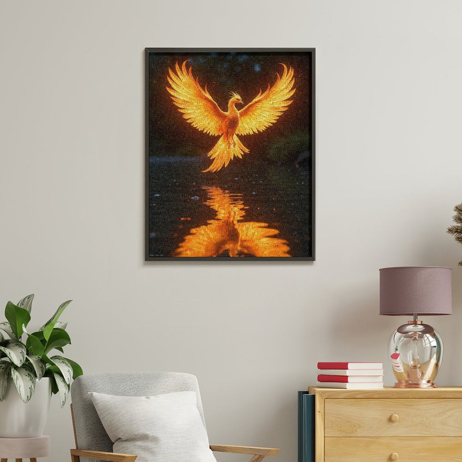 Paint By Numbers Kit for Adults Beginner - DIY Radiant Phoenix Soaring Reflection Canvas Painting Kits for Adults, Frameless Paint By Number for Adults for Home Wall Decor 16x20 Inch