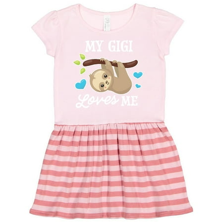 

Inktastic My Gigi Loves Me with Sloth and Hearts Gift Toddler Girl Dress