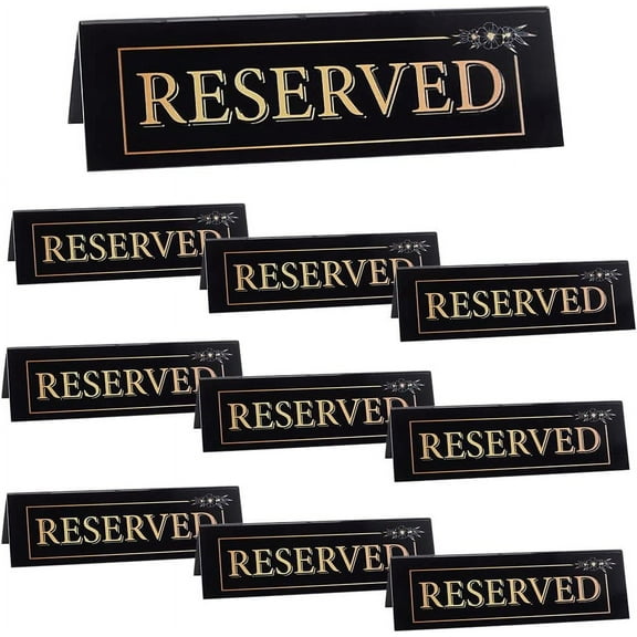 10Pcs Acrylic Reserved Table Signs Tent Signs for Restaurant Bar Black 150x41x42mm