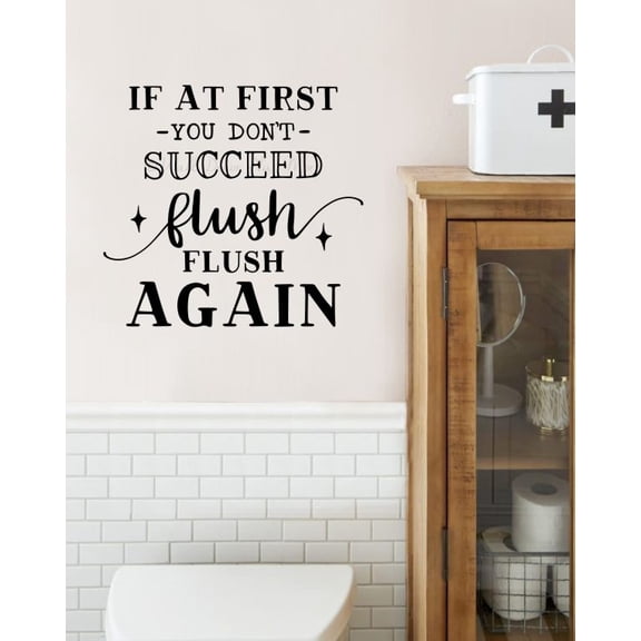 Bathroom Decor Sticker Flush Flush Again Vinyl Lettering Wall Art Decals 23x21.5 Black