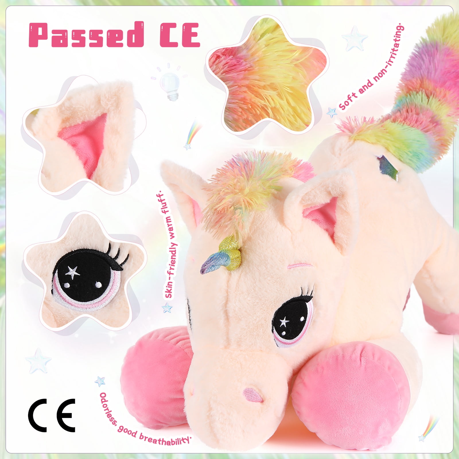 MorisMos Giant Unicorn Stuffed Animal 24'' Soft Unicorn Plush Toy