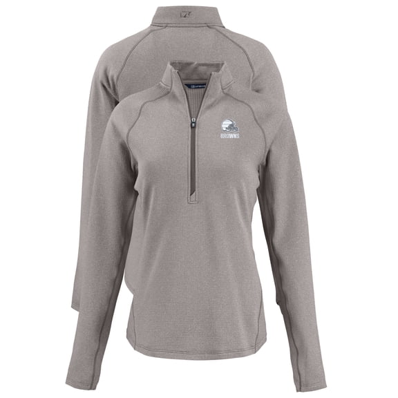 Women's Cutter & Buck  Heather Gray Cleveland Browns Peshastin Eco Fleece Recycled Half-Zip Pullover Top