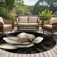 thumbnail image 5 of 8ft Round Rug, Black Gold Flower Non-Skid Rubber Backing Large Area Rugs - Living Room Bedroom Home Office, Gradient Luxurious Floral Botanical Indoor Floor Mat Carpets Washable Rug, 5 of 9