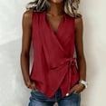 thumbnail image 3 of Otntypg Women’s Wrap V Neck Tank Top Dressy Summer Sleeveless Side Bowknot Tie Tunic Blouse Lightweight Loose Fit Casual Beach Vacation Tees Blouse, 3 of 7