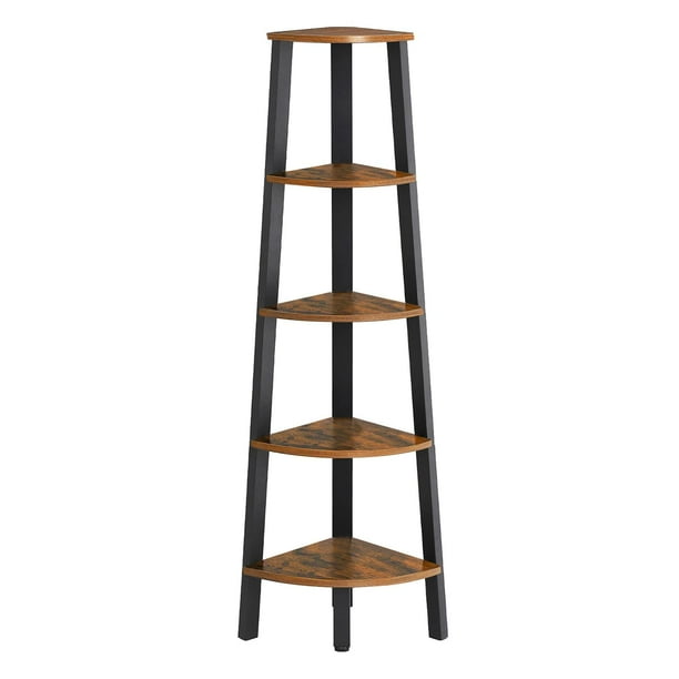 VASAGLE Industrial Bookcase 5 Tier Corner Shelf Plant Stand Wood