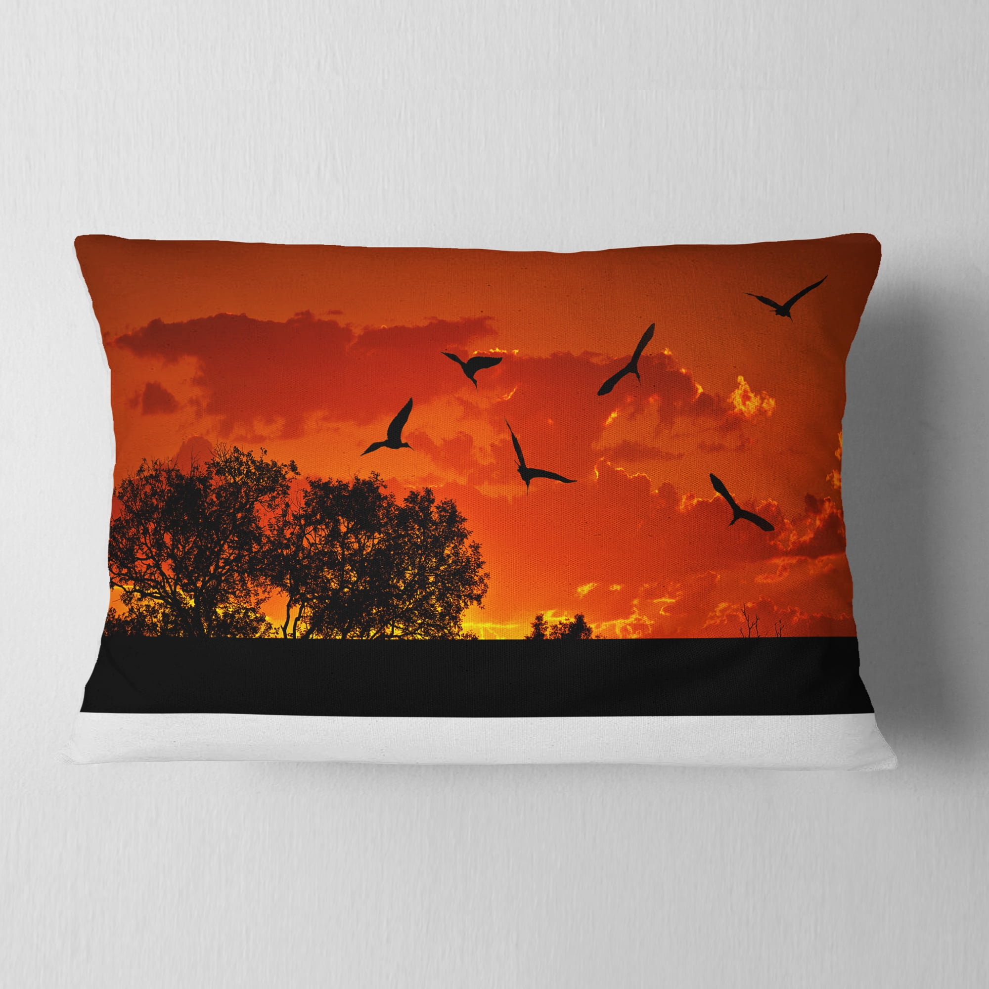 Designart African Landscape with Warm Sunset - African Landscape Printed Throw Pillow - 12x20