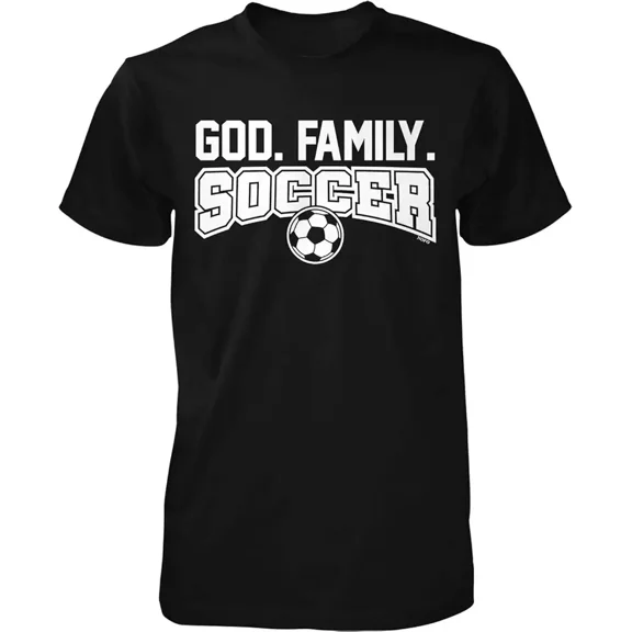 God Family Soccer Men's Women's Unisex Graphic T-Shirt Retro Sports Athlete Religious Faith Tee Black