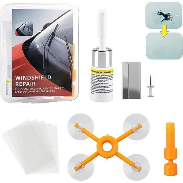 Kit de Réparation de Pare-Brise, Kit de Réparation de Verre Craquelé, Colle pour Pare-Brise pour Réparer les Éclats de Pare-Brise, Bulles