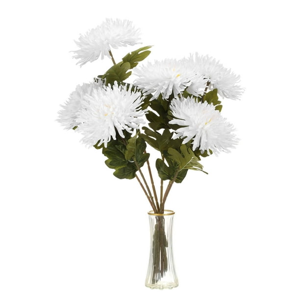 Uxcell 6 piezas de flores artificiales, ramo de flores de crisantemo falso, flores de madre para decoración de hogar, jardín, boda y fiesta, blancas