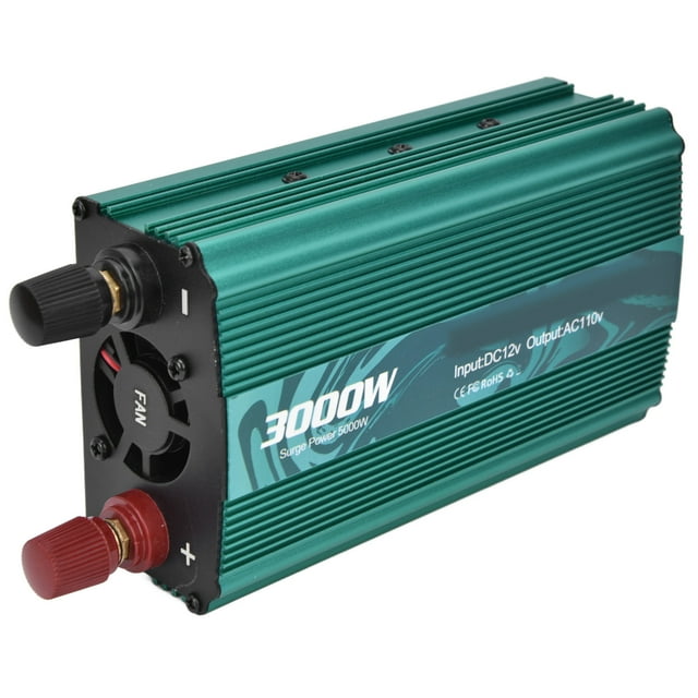 3000W Pure Sine Wave Power Inverter, DC 12V To 110V AC Car Inverter With Car Adapter & AC Outlet & Battery Clamp, Multifunctional High Efficiency Car Power Converter For Home, RV,