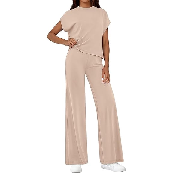 PRETTYGARDEN Womens 2 Piece Outfits Casual Cap Sleeve Lounge Set Tracksuits Matching Sets Beach Fashion Travel Clothes