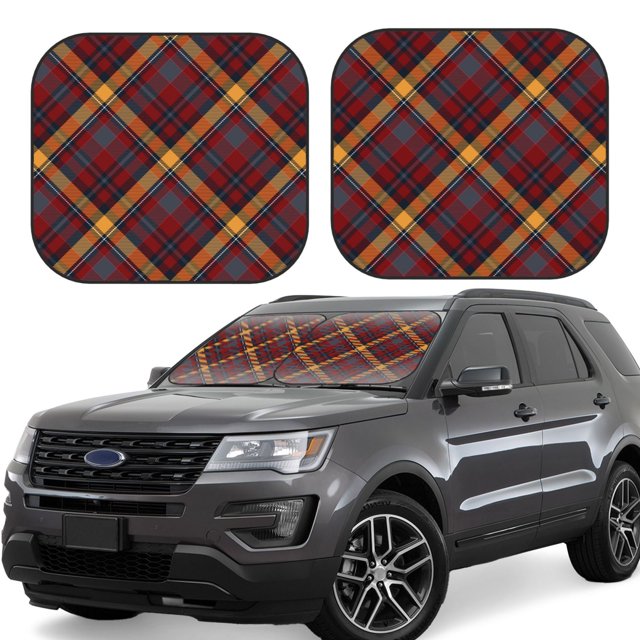Bingfone Buffalo Check Plaid Windshield Sun Shade 2-Piece Foldable Car Front Window Sunshade for Most Sedans SUV Truck-Small
