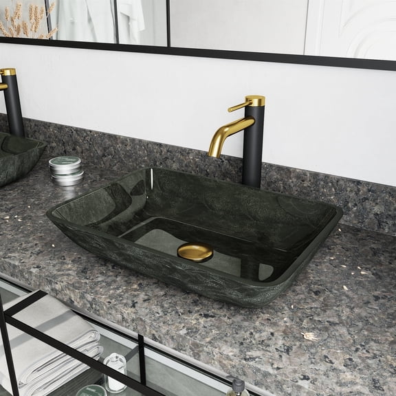 Vigo Vgt2022 Donatello 18" Rectangular Glass Vessel Bathroom Sink - Grey