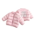 thumbnail image 5 of Kids' Stand Collar Zip Puffer Jacket, Bear Applique On the Back and Padded Warm Construction, Side Pockets, Kids Winter Outerwear, 1‑8 Years, Toddler Jacket Pink 3-4 Years, 5 of 7