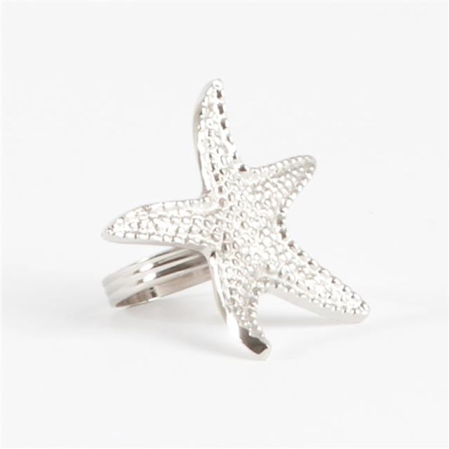 SARO NR228.S Star Fish Design Napkin Ring Silver - Set of 4
