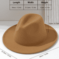 thumbnail image 3 of Wide Brim Fedora Hats for Women & Men Classic Dress Panama Hat Adjustable Felt Hat Camel, 3 of 5