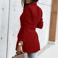 thumbnail image 5 of AOOCHASLIY Christmas Day Women Blouse Ladies Fashion Slim Casual Solid Color Pocket Lace Up The Waist Lapel Suit Coat, 5 of 5