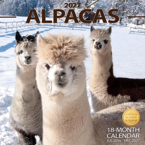 2027 Wall Calendar - Alpacas Hangable Monthly Planner Calendar with Large Blocks for Organizing & Planning, Academic Schedule, Home, Office & family
