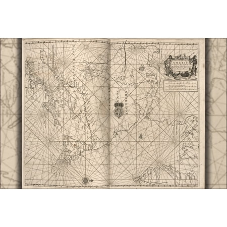 24"x36" Gallery Poster, map Chart of nova scotia newfoundland labrador 1700
