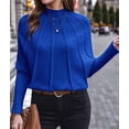 thumbnail image 6 of Womens Mock Neck Batwing Sleeve Sweaters Fall Winter Oversized Knit Cute Pullover Sweater Dolman Tops Trendy Blue S, 6 of 10