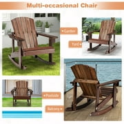 Gymax Kid Adirondack Rocking Chair Outdoor Solid Wood Slatted seat Backrest Coffee