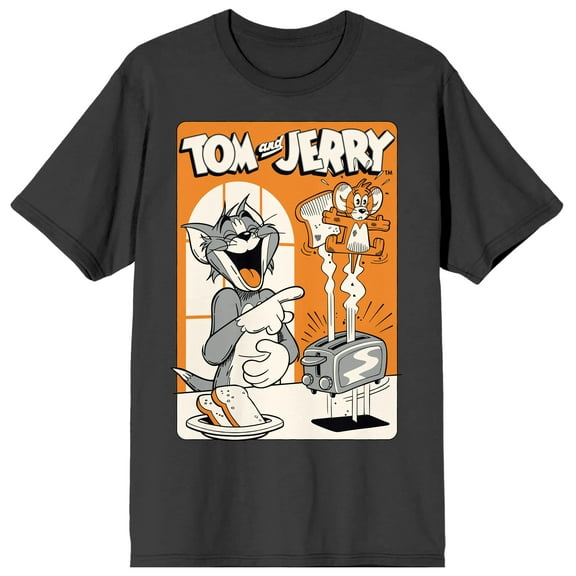 Tom & Jerry Classic Characters Men's Charcoal Graphic Tee  - XXL