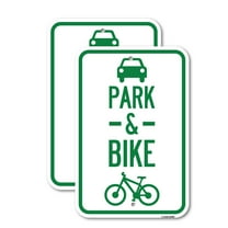 (2 Pack) Park & Ride (With Bicycle Graphic | 18" X 24" Heavy-Gauge Aluminum Sign | Rust Free Aluminum, Weather Resistant, Waterproof, Fade Resistant, 2 Pre-drilled Holes