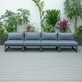 thumbnail image 4 of LeisureMod Chelsea 4-Piece Outdoor Armless Patio Sectional Black Aluminum With Blue Cushions, 4 of 7