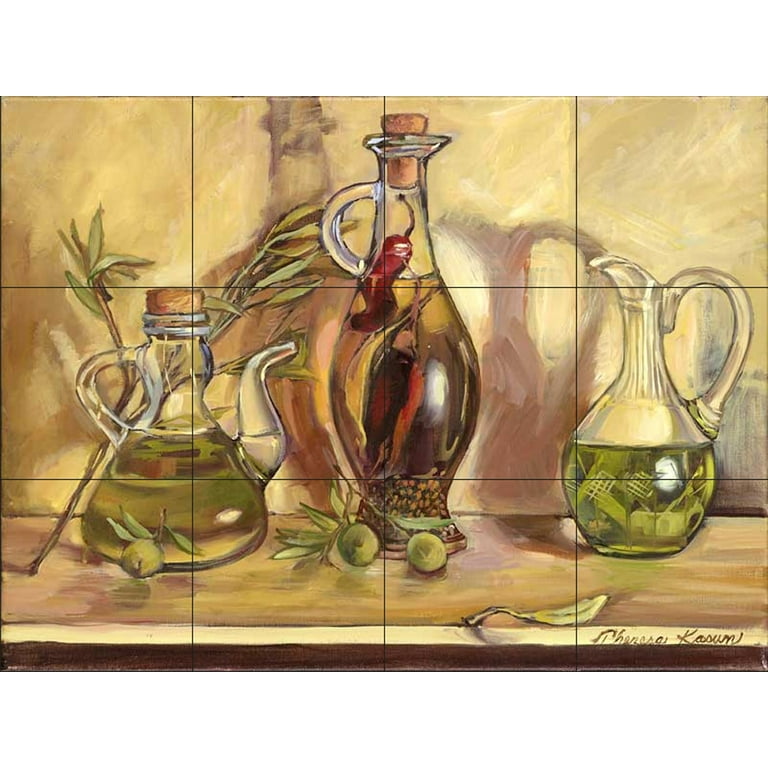 Ceramic Tile Mural - Olio d Olive- by Janet Stever - Kitchen backsplash / Bathroom shower Ceramic Tile Mural - Olio d Olive- by Janet Stever - Kitchen backsplash / Bathroom shower